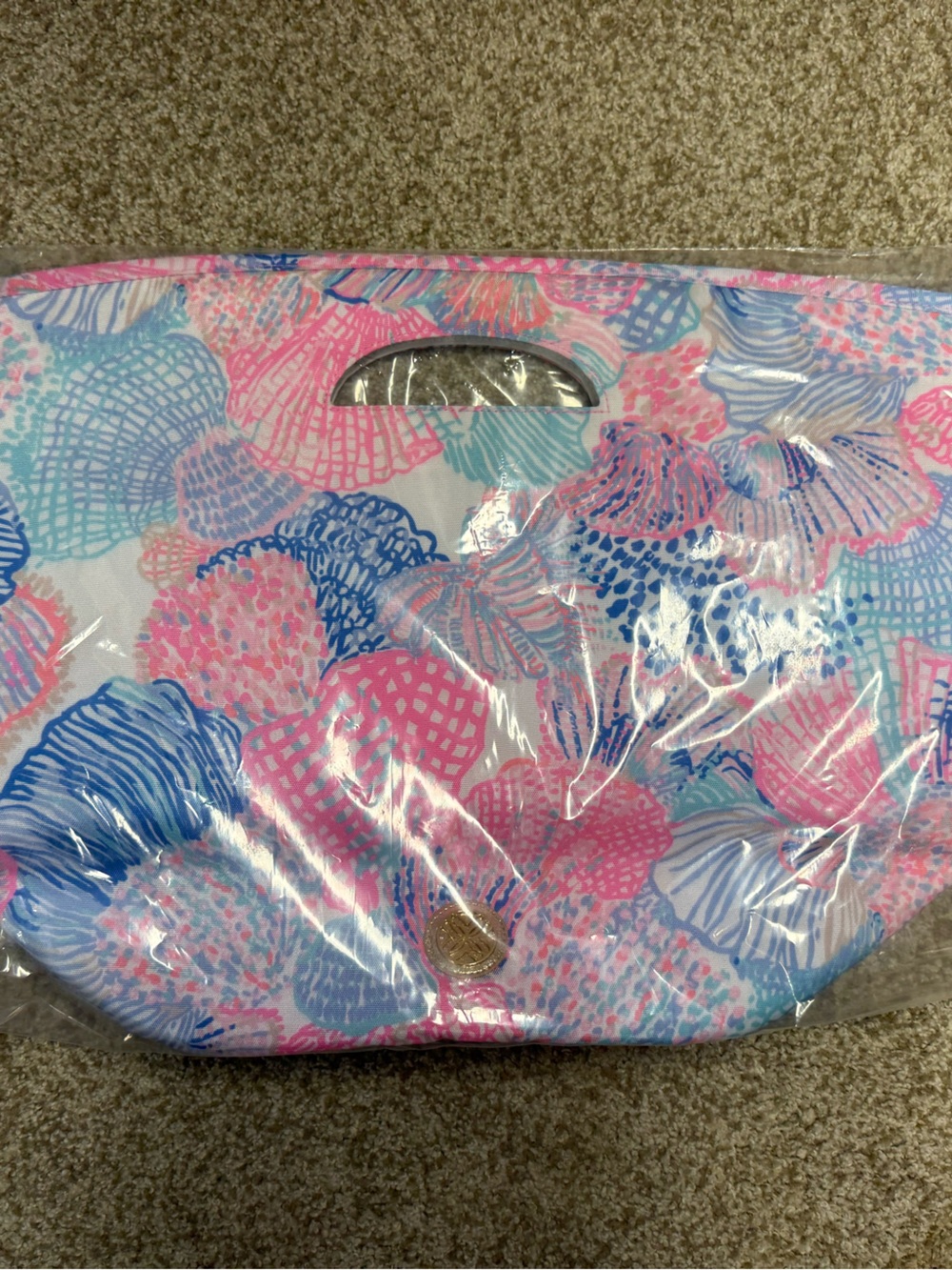Lily Pulitzer Insulated Cooler Tote - Pink & Blue Shell Print
